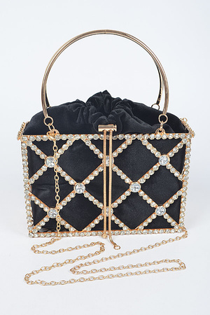 Rhinestone Metal Frame Clutch