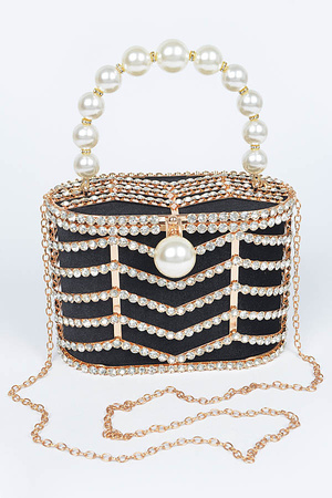 Rhinestone Metal Frame Clutch