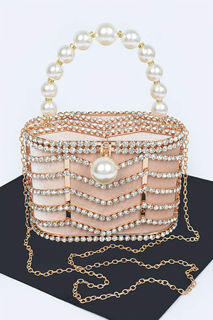 Rhinestone Metal Frame Clutch