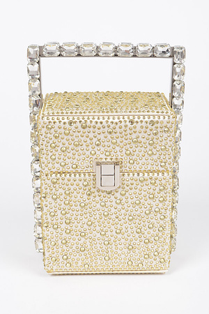 Rhinestone Handle Stoned Party Clutch