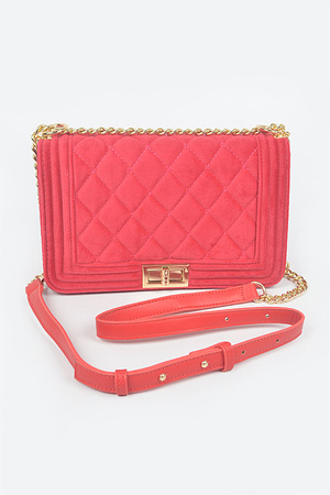 Quilted Velvet Flap Bag