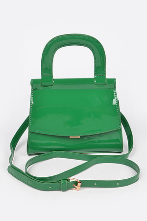 Patent Leather Top Handle Clutch
