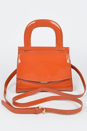 Patent Leather Top Handle Clutch
