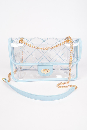 Quilted Transparent Flap Chain Bag