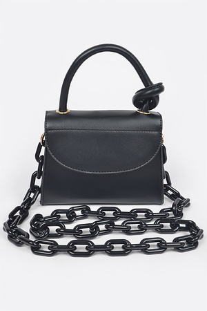 Knot Handle Chain Crossbody Bag