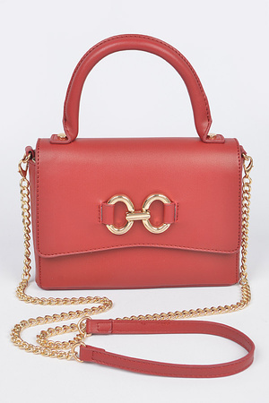 Faux Leather Top Handle Bag