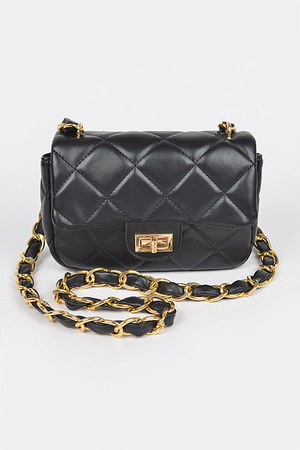 Quilted Faux Leather Chain Shoulder Bag