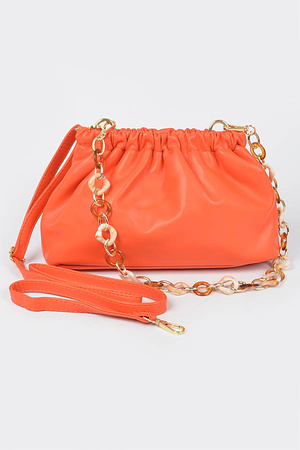 Faux Leather Chain Clutch Bag