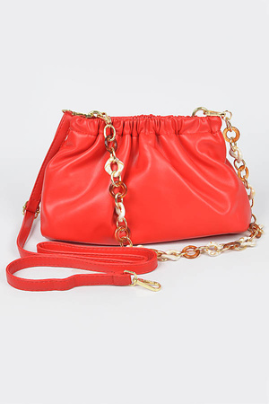 Faux Leather Chain Clutch Bag