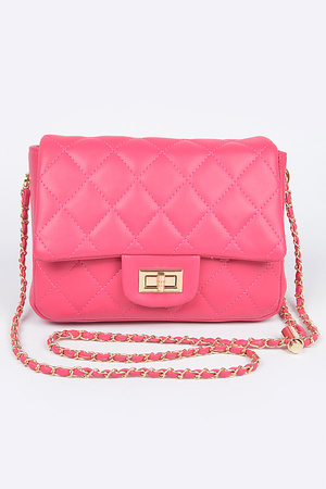 Quilted Faux Leather Flap Bag