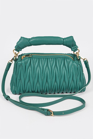 Quilted Faux Leather Top Handle Bag