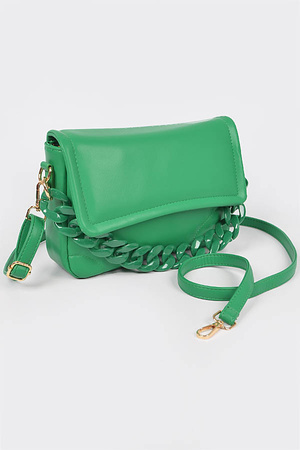 Faux Leather Chain Flap Bag
