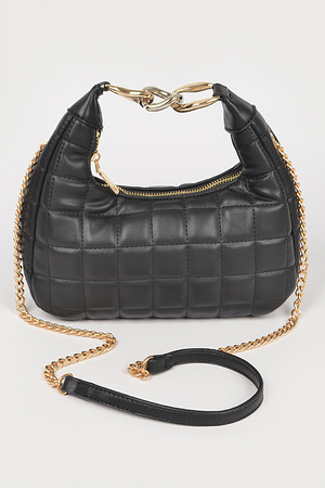 Quilted Faux Leather Hobo Bag
