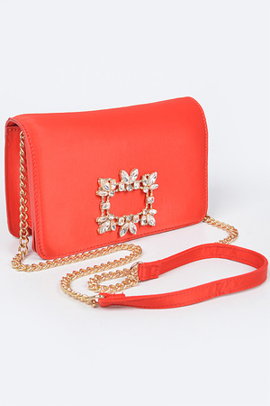 Embellished Micro Suede Clutch