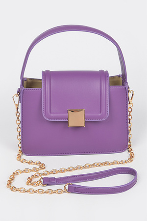 Faux Leather Top Handle Crossbody Bag
