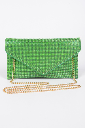 Full Rhinestone Envelope Chain Clutch