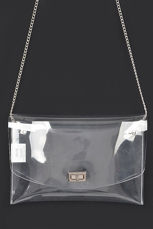 Transparent Envelope Clutch W/Chain