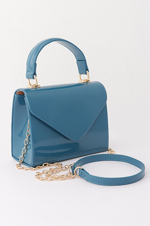 Enamel Faux Leather Top Handle Bag
