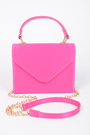 Satin Top Handle Flap Crossbody Bag