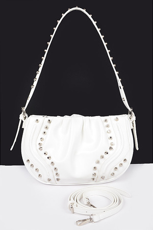 Faux Leather Stud Shoulder Bag