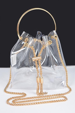 Clear Bucket Bag W/Chain Tassle