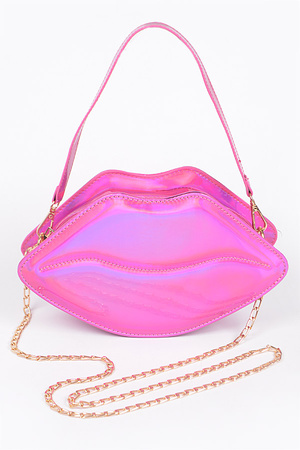 Enamel Lip Clutch W/Handle