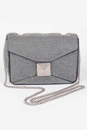 Hot Fix Rhinestone Denim Clutch