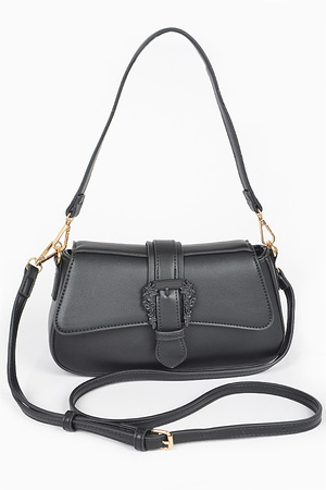 Vegan Metal Buckle Shoulder Bag