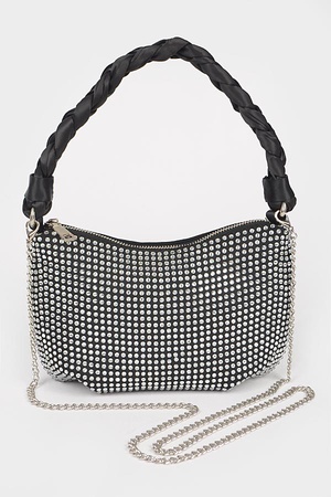 Hot Fix Stone Twisted Handle Small Hobo Bag