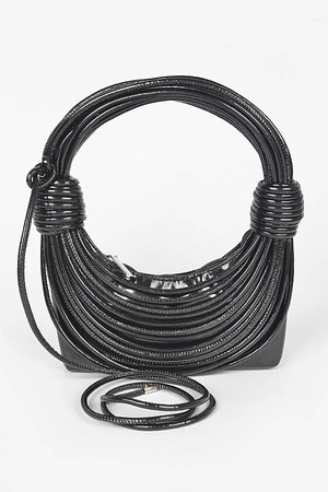 Metallic Multi Layered Rope Small Hobo Bag