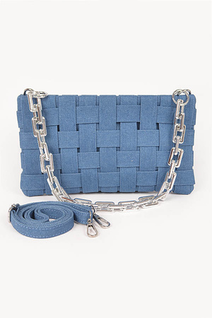 Denim Braided Chain Shoulder Bag