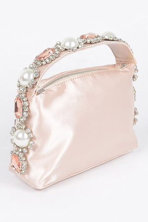 Multi Stones Embellished Satin Bag