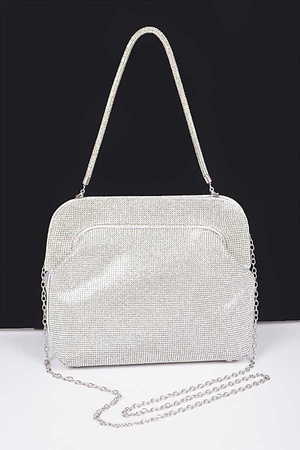 Rhinestone Clutch W/Rhinestone Handle