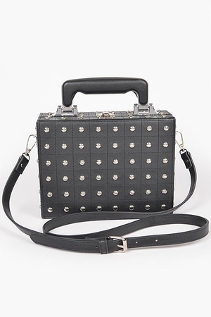 Full Metal Stud Top Handle Clutch