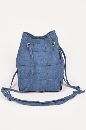 Braided Denim Bucket Bag