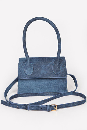 Denim Top Handle Crossbody Bag