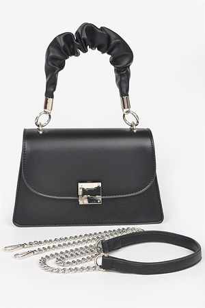 Metallic Faux Leather Top Handle Bag
