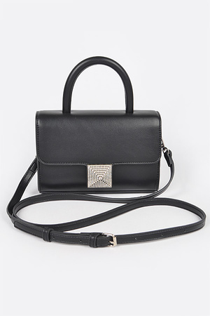 Faux Leather Top Handle Bag