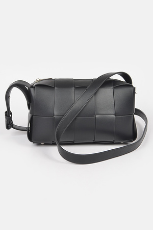 Faux Leather Braided Zip Bag
