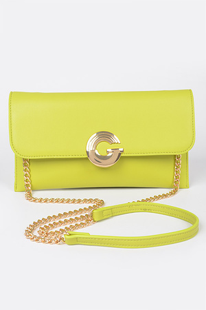 Faux Leather G Buckle Clutch