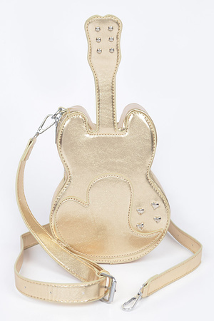 Metallic Faux Leather Guitar Novelty Bag