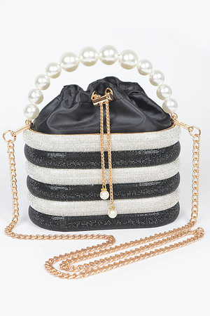 Rhinestone Case Pearl Handle Clutch
