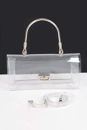 Transparent Metal Handle Clutch