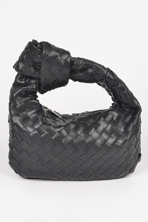 Faux Leather Braided Zip Bag