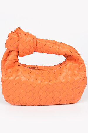 Faux Leather Braided Zip Bag