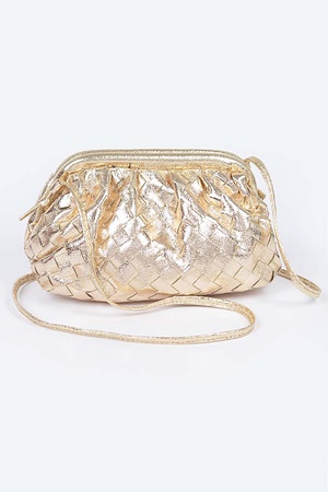 Metallic PU Braided Crossbody Bag