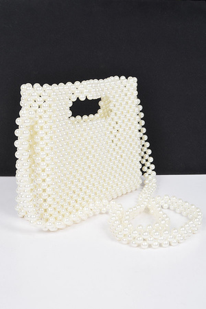 Hand Made Faux Pearl Bead Crossbody Bag