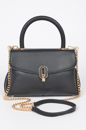 Faux Leather Top Handle Bag