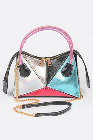 Metallic Multi Color Top Handle Bag