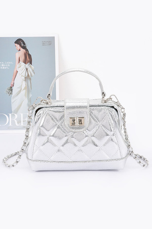 Quilted Metallic Frame Bag